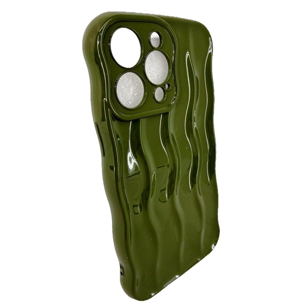 Iphone 14 Pro‎ Max Case Gel Glossy Green Wavy Shockproof Cover NIP